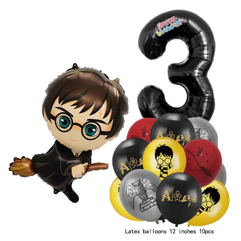12-teiliges Set Folienballons Nummer 0-9 Zauberer-Cartoon Globos Magisches Harry-Potter-Thema Geburtstagsparty Aluminiumfolie Deko-Zubehör – Detail 4