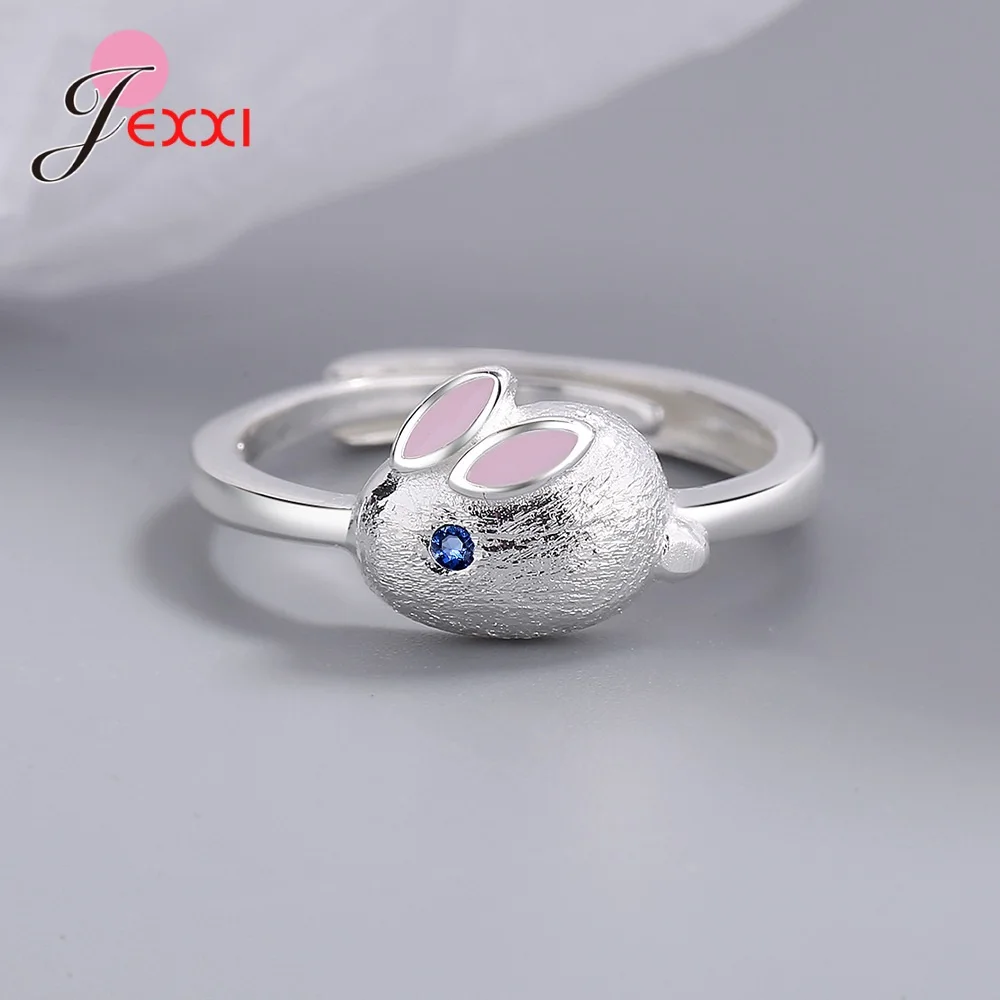 Fashion Cute 925 Sterling Silver Rabbit New Arrival Adjustable Rings For Women Lady Girl Silver 925 Jewelry