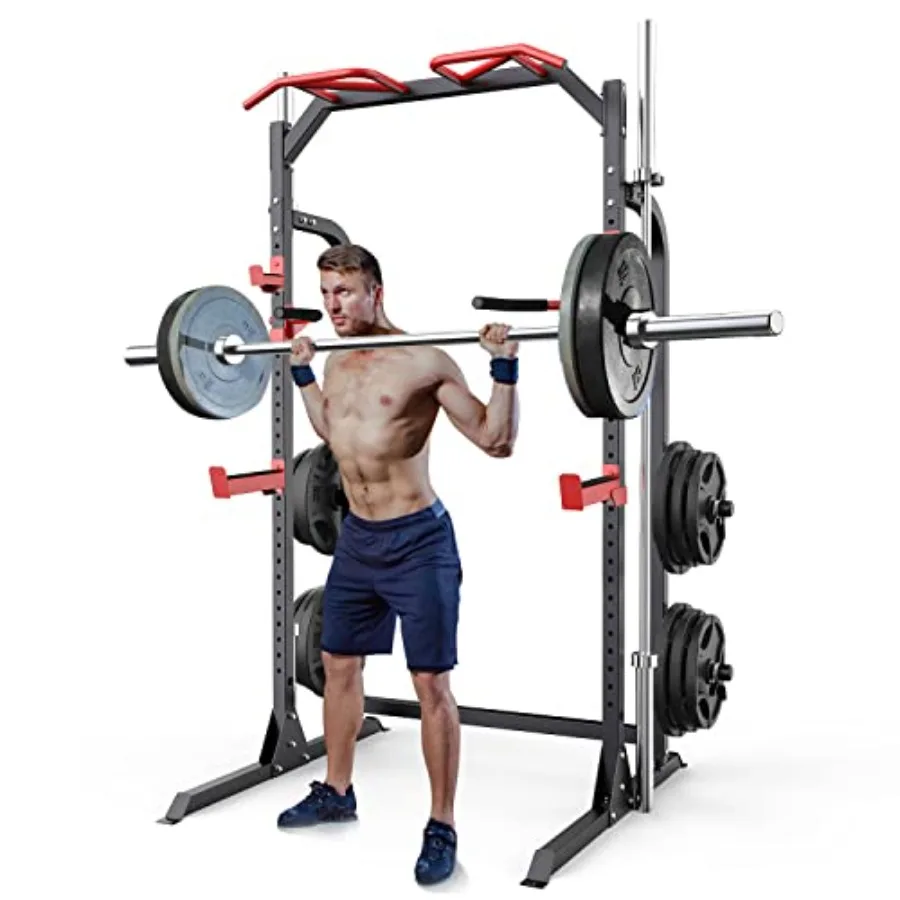 Power Cage Squat Rack Power Rack multifunzionale con ganci estraibili Maniglie per immersione Stoccaggio piastra pesi