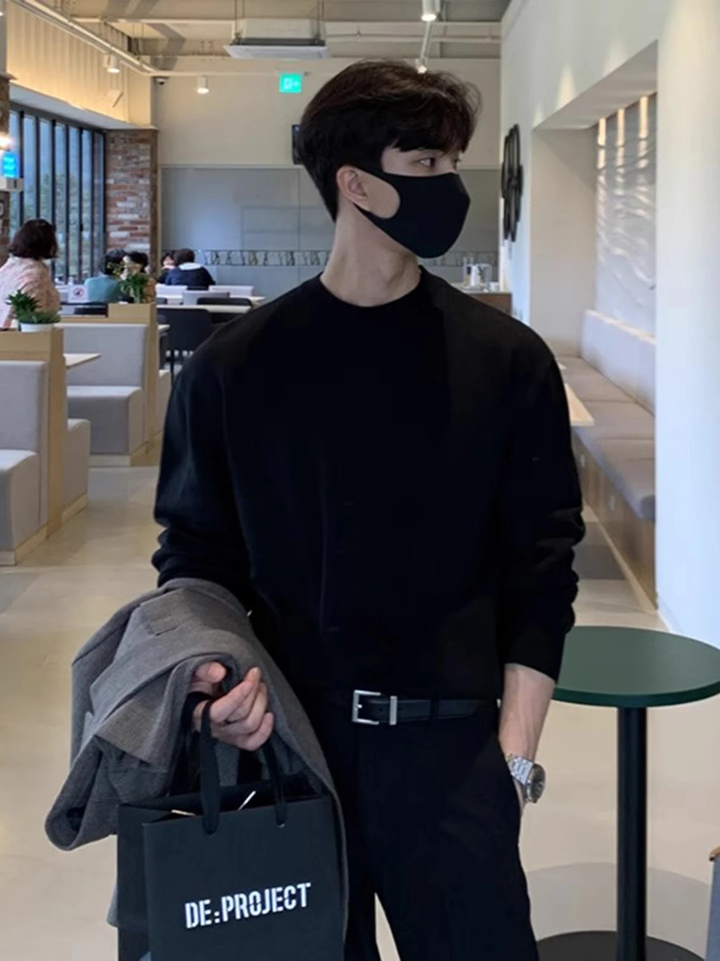 

Bla Slim Fit oulder Sweater Men's Sle Korean High End Cleanfit Briti Preppy Suit Inner Wear Comfortable mid Gauge Knit