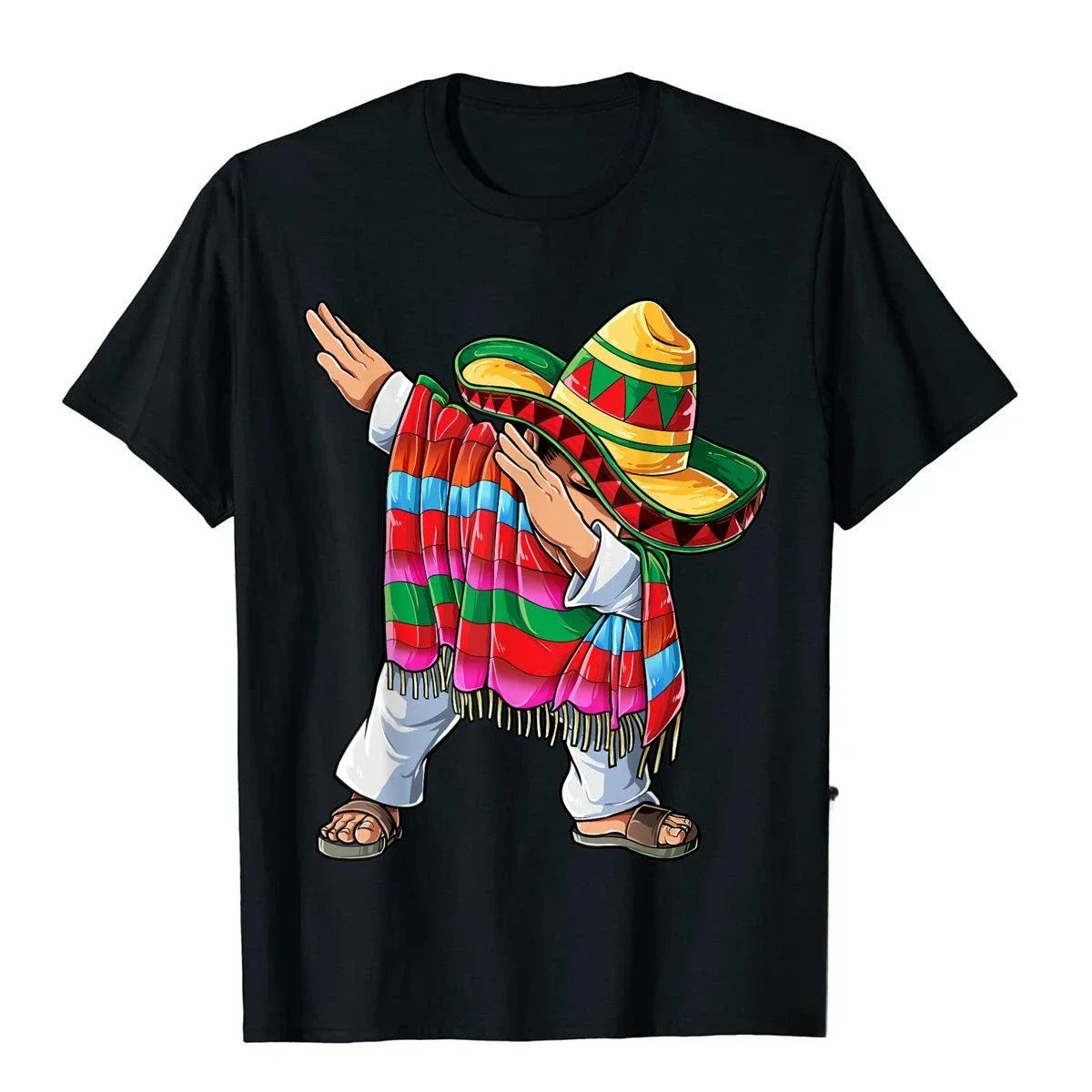 Retro Dabbing Mexican Poncho Cinco De Mayo Men Sombrero Funny Dab T-Shirt Vintage T-Shirts Style on Sale Young Tops Shirt Woman