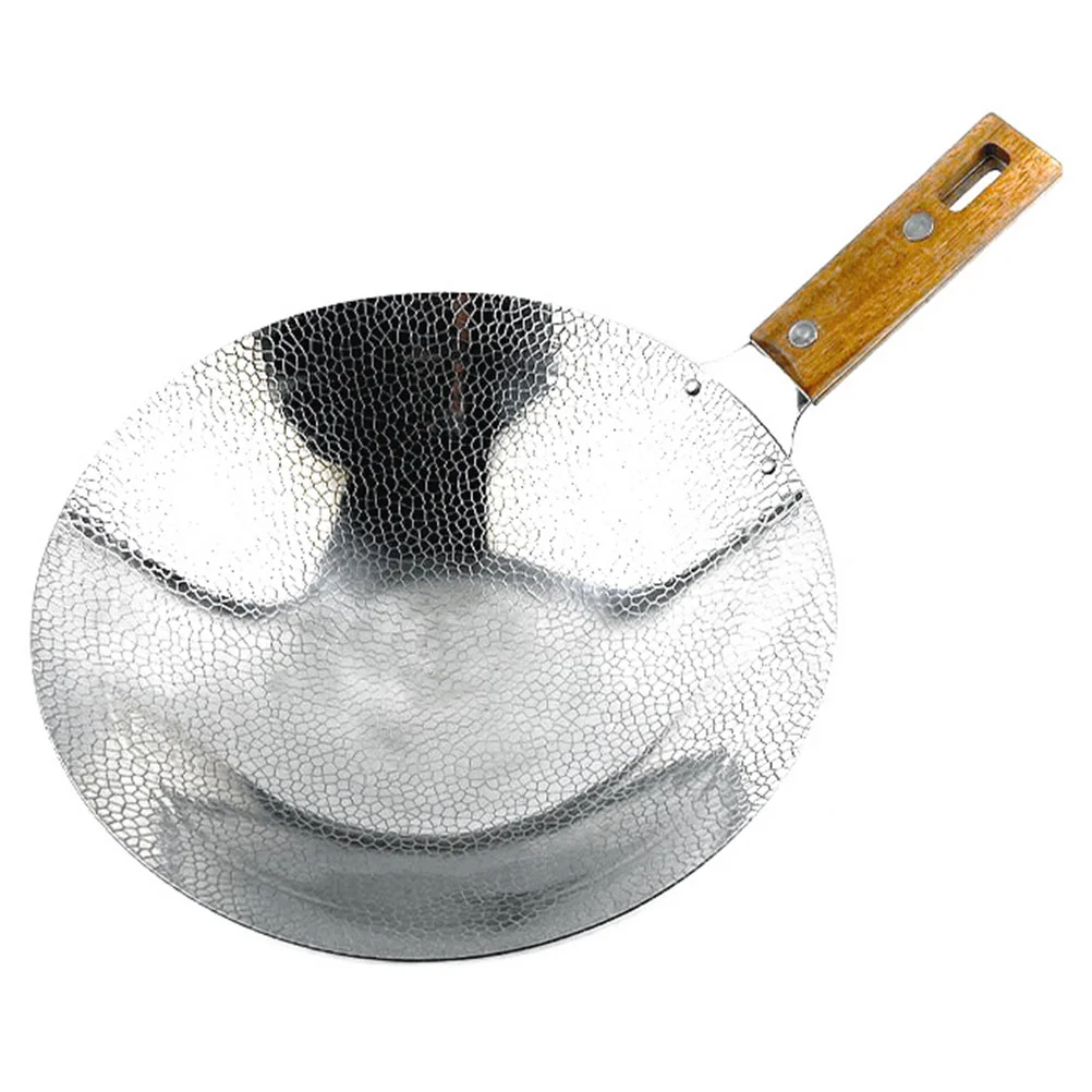 

Stainless Steel Griddle Metal Wok for Home Kitchen Utensil Cookware with Handles Everyday Pan Accessories Heavy Duty Dish