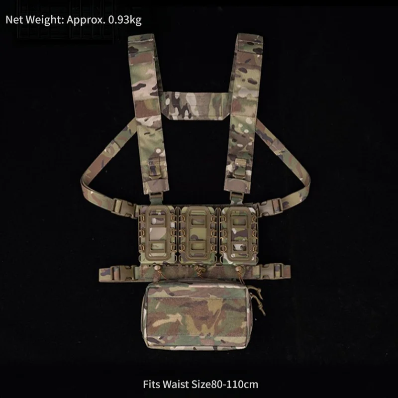 Tactical Chest Rig MOLLE Vest Lightweight Outdoor Utility Harness with Storage Pouch Adjustable Shoulder Strap Gear