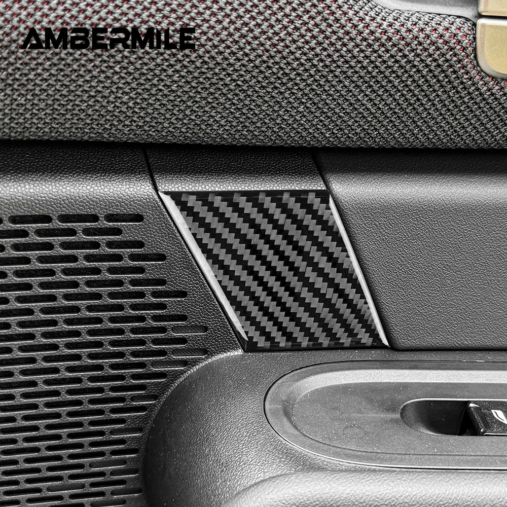 For Mini Cooper Countryman U25 2024 2025 Car Door Lock Button Switch Panel Accessories Real Soft Carbon Fiber Sticker 4pcs Decal