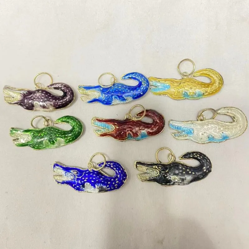 

Creative Chinese Animal Crocodile Charms Pendants DIY Jewelry Making Charms Traditional Handcraft Cloisonne Enamel Accessories