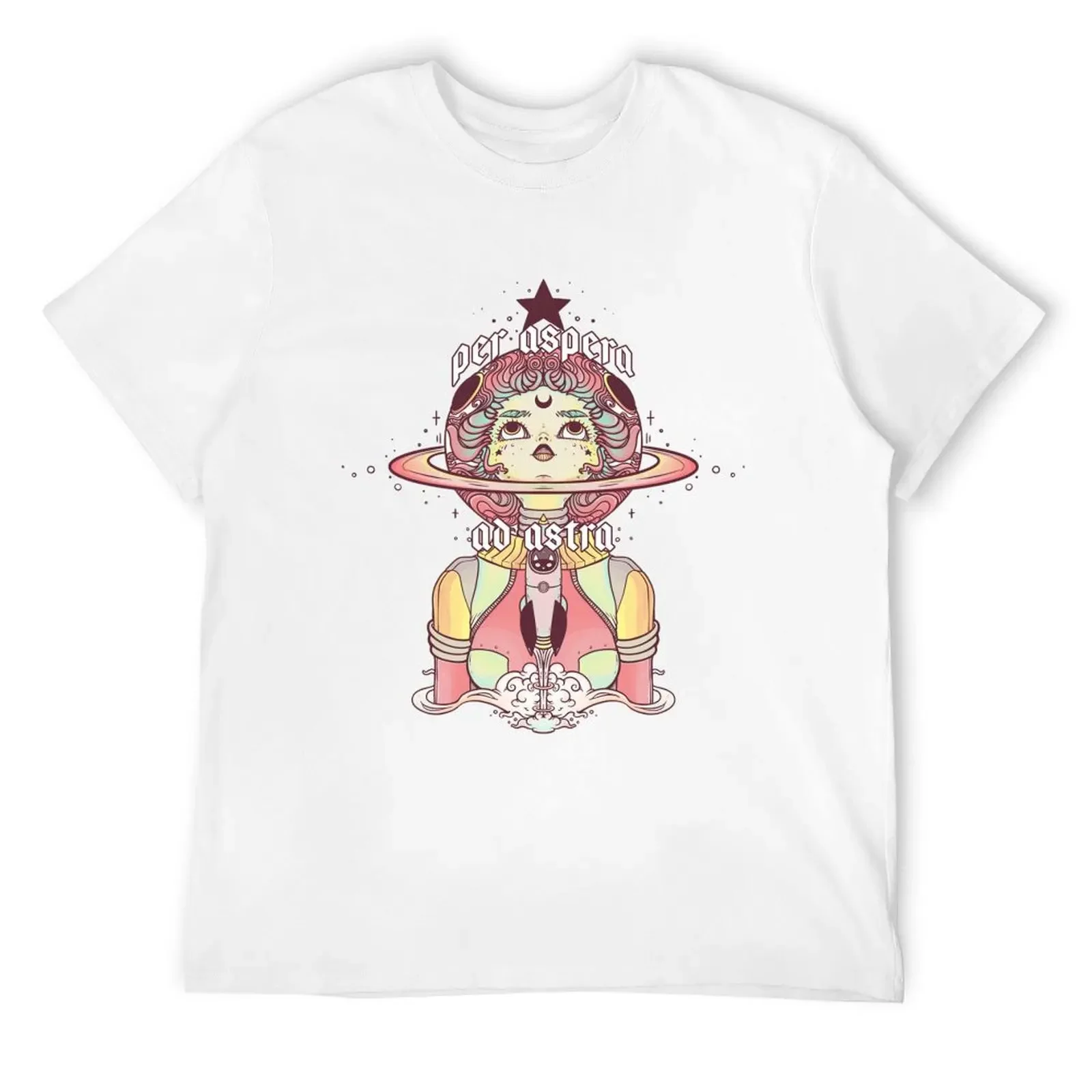 Astronaut Star Girl, Per Aspera Ad Astra T-Shirt Blouse oversize t-shirts man shirts graphic tee men