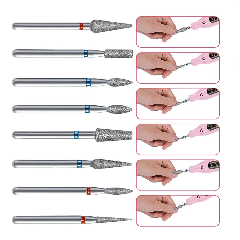 매니큐어 용 다이아몬드 밀링 커터 전기 네일 드릴 비트 액세서리 페디큐어 기계 네일 파일 젤 리무버 도구 네일 Ar