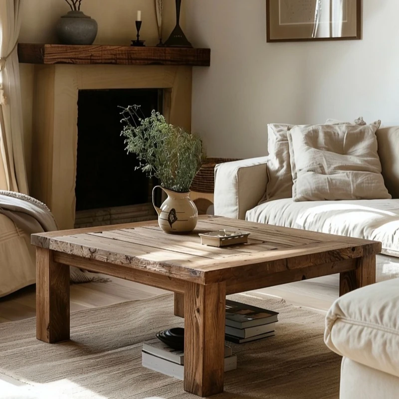 Coffee Table Elm Original Ecological Old Wood Design Sense Household Living Room Premium Sense Full Solid Wood Tea Table