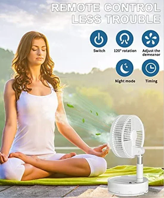 6 Inch Draagbare Standaard Dempende Ventilator Opvouwbare Telescopische Vloer Usb Met Oplaadbare Batterij 3 Snelheden Super Stil Verstelbare Hoogte