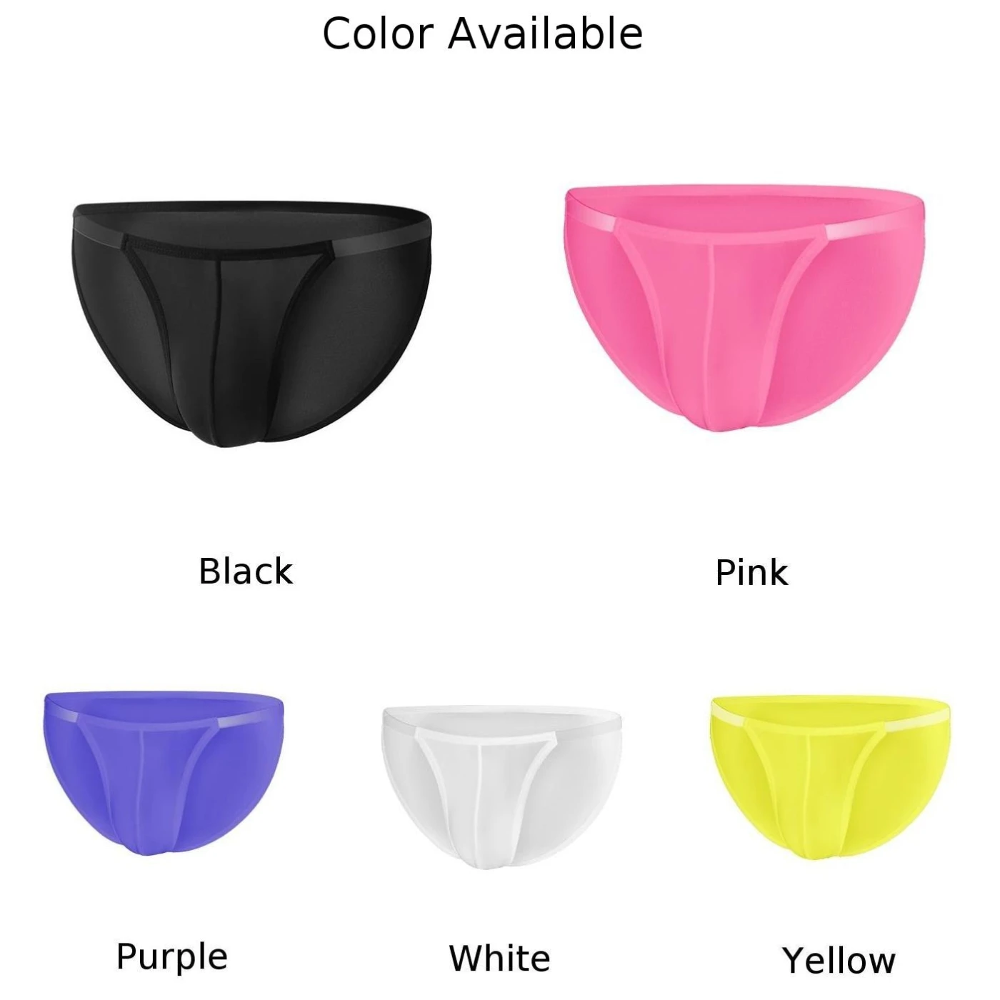 

1pc Sexy Mens Solid Color Underwear Transparent U Pouch Briefs Bikini Invisible Low Waist Ice Silk Seamless Elastic Panties