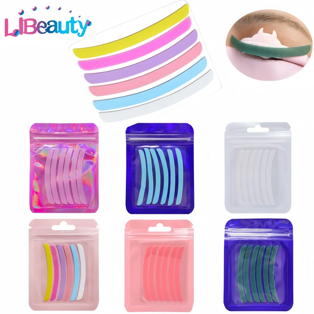 Libeauty 6 pièces cils levage Silicone rayure doux cils ascenseur bigoudis tampons Extension de cils ruban de permanente outils de maquillage féminin