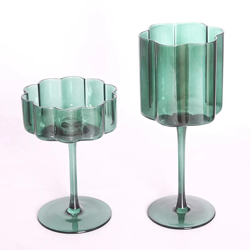 

Nordic Crystal Glass Cocktail Goblet Transparent Champagne Cup Creative Light Luxury Retro Petal Wine Glasses Colorful Wine Cups