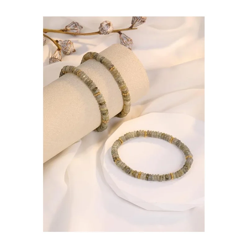 Natural stone crystal tablet beaded bracelet women's fashion versatile colorful disc bracelet