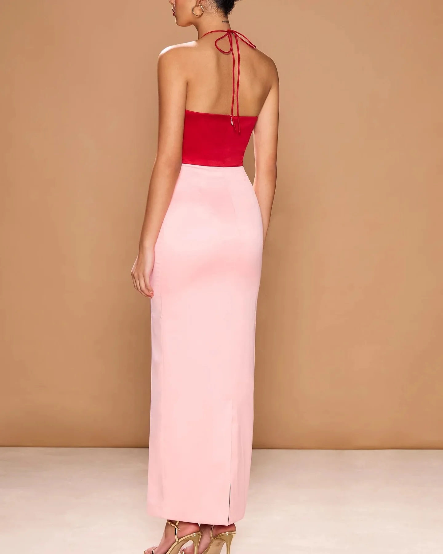 カスタマイズされたセクシーなジャージストレートイブニングドレス気質ノースリーブストラップレスホルター足首丈特別な日のガウン