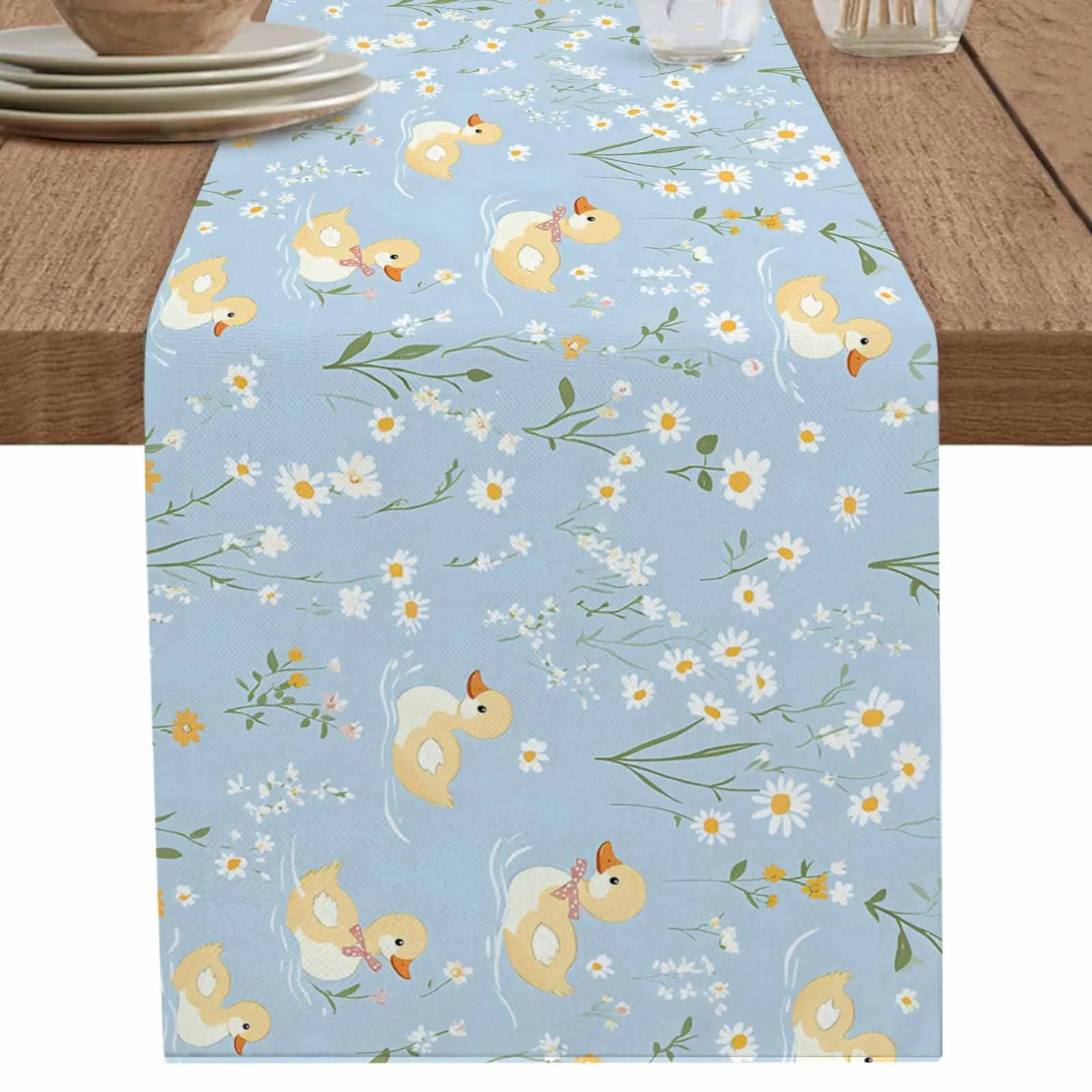 

Modern Art Duck Swimming Festival Table Runners Wedding Party Decor Kitchen Placemat Home Coffee Decor Dining Tableware Pads