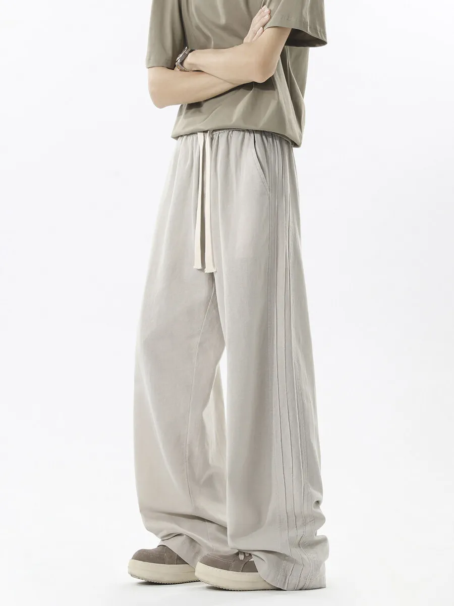 

Summer Cotton Breathable Sweat Absorbent Straight Leg Pants Simple Faion Design Wide Leg American Casual Match Long Pants