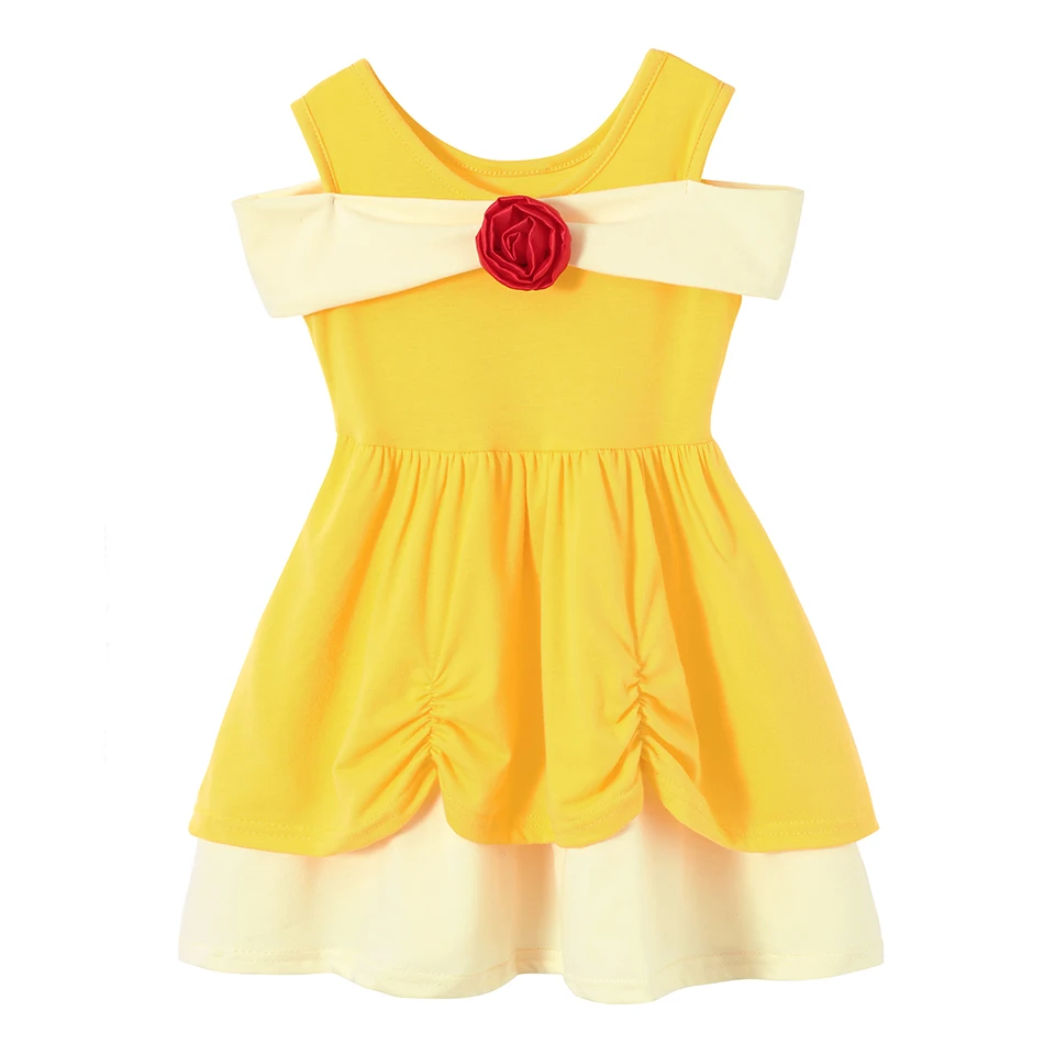 Sunmmer Girls Dress Sleeveless Patchwork Princess Dress Casual Belle Moana Daily Vestidos Children Clothing Pajamas Sweet Girl