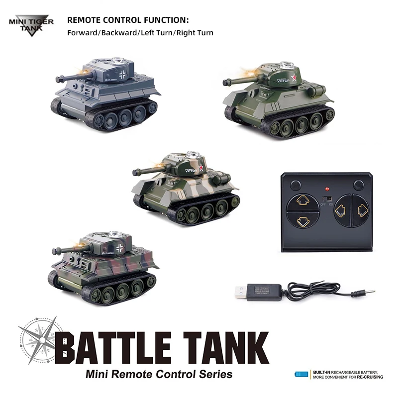 1:100 Schaal Mini Tiger RC Tank Model ImitateRemote Radio Afstandsbediening Tank Elektronische Jongens Speelgoed voor Kinderen Kids Geschenken
