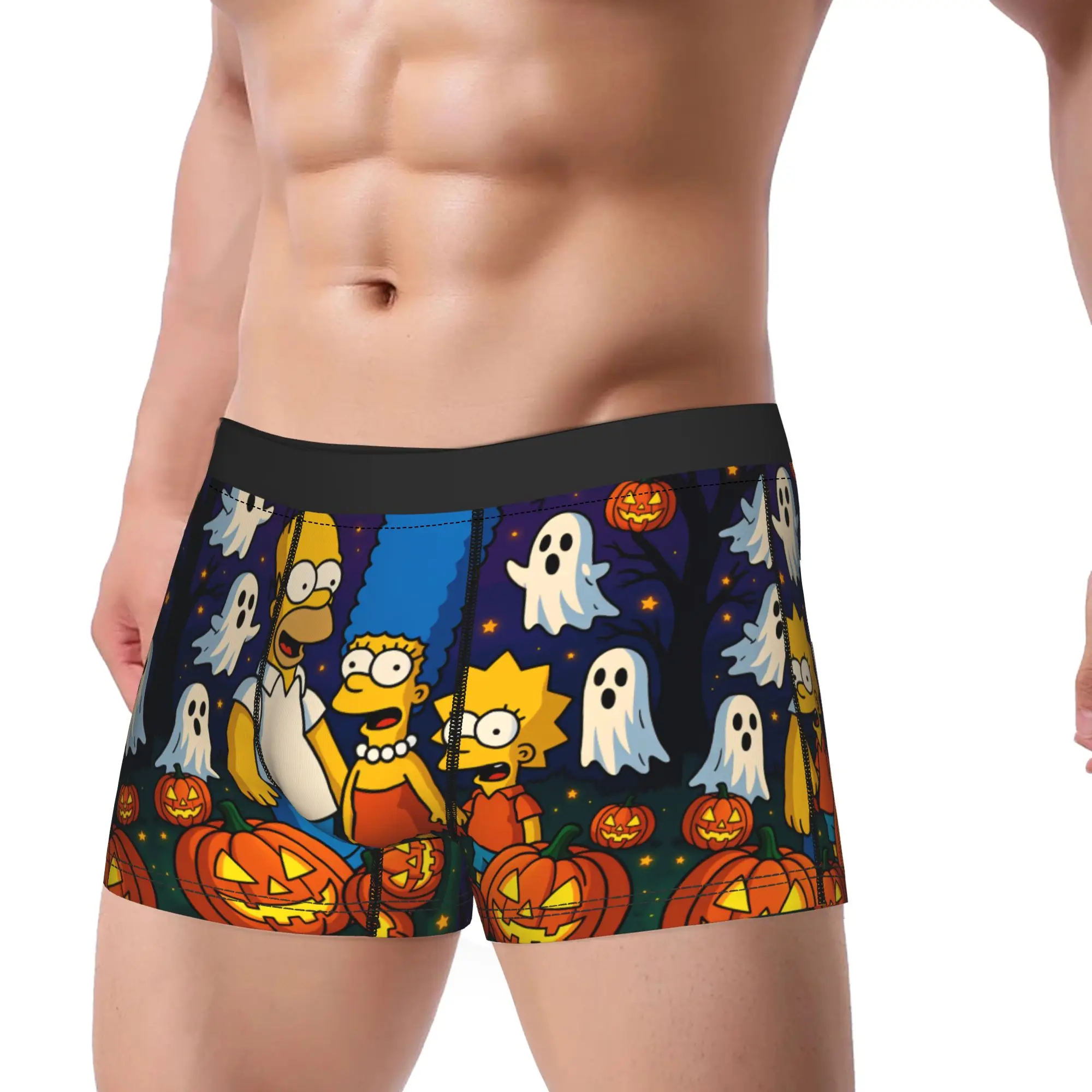 S-Simpsons Halloween Pumpkins Ghosts Family Underwear Funny Panties Printed Shorts Briefs For Men 3D Pouch Plus Size Boxershorts