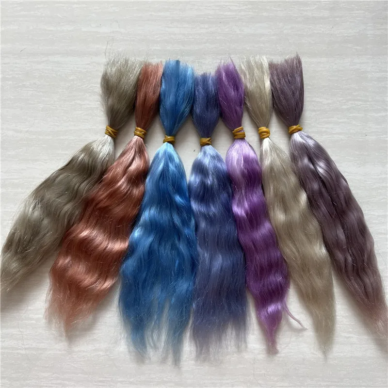 Poupées Reborn avec perruque de cheveux pour poupées BJD, HandFoxMohair, cheveux mohair, couleurs bleu, violet, café, brun laiteux, or clair