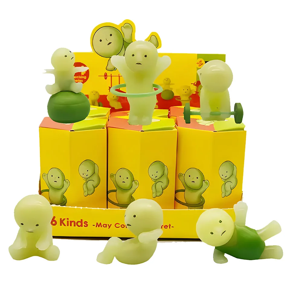 Smiski Caja ciega de luz nocturna de moda - Jun 1234 Generación Play Fitness Yoga Decoración de dormitorio Lindo adorno colgante de coche