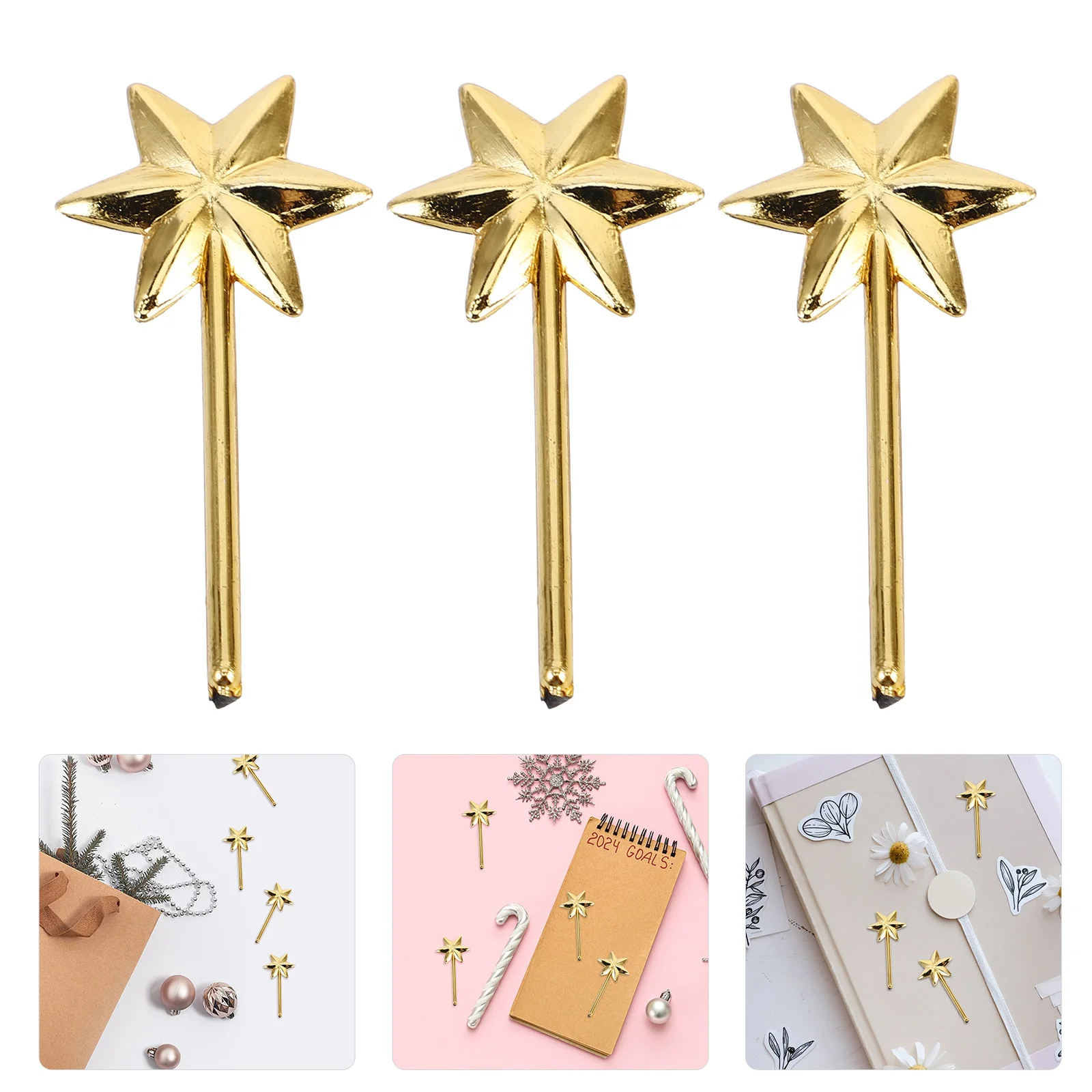 

50Pcs Mini Hexagram Wand Golden Hexagram-Shaped Plastic Stick for DIY Crafts Party Favors Decorative Props Unique Design