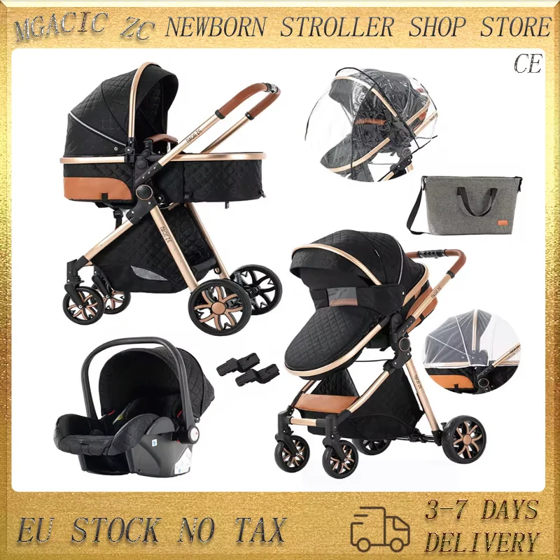 Baby Stroller Baby Car 3 in 1 Stroller Newborn Stroller Luxury High Landscape Kid Foldable Lightweight Travel Pram Mom Shop Cart