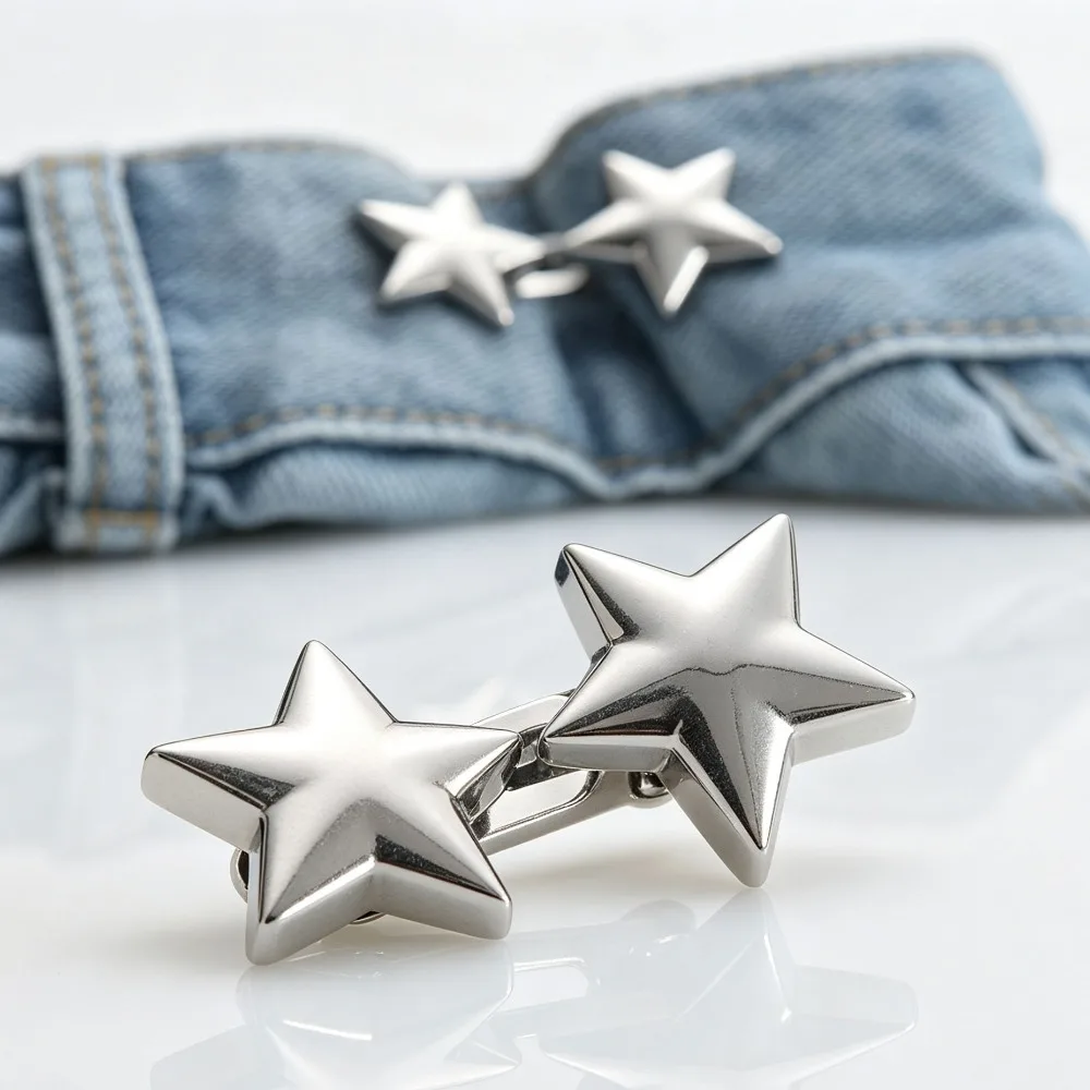 1Pair Waist Tightener Adjustable Jeans Button Clips Retractable Snap Adjuster Pin For Pants Skirts