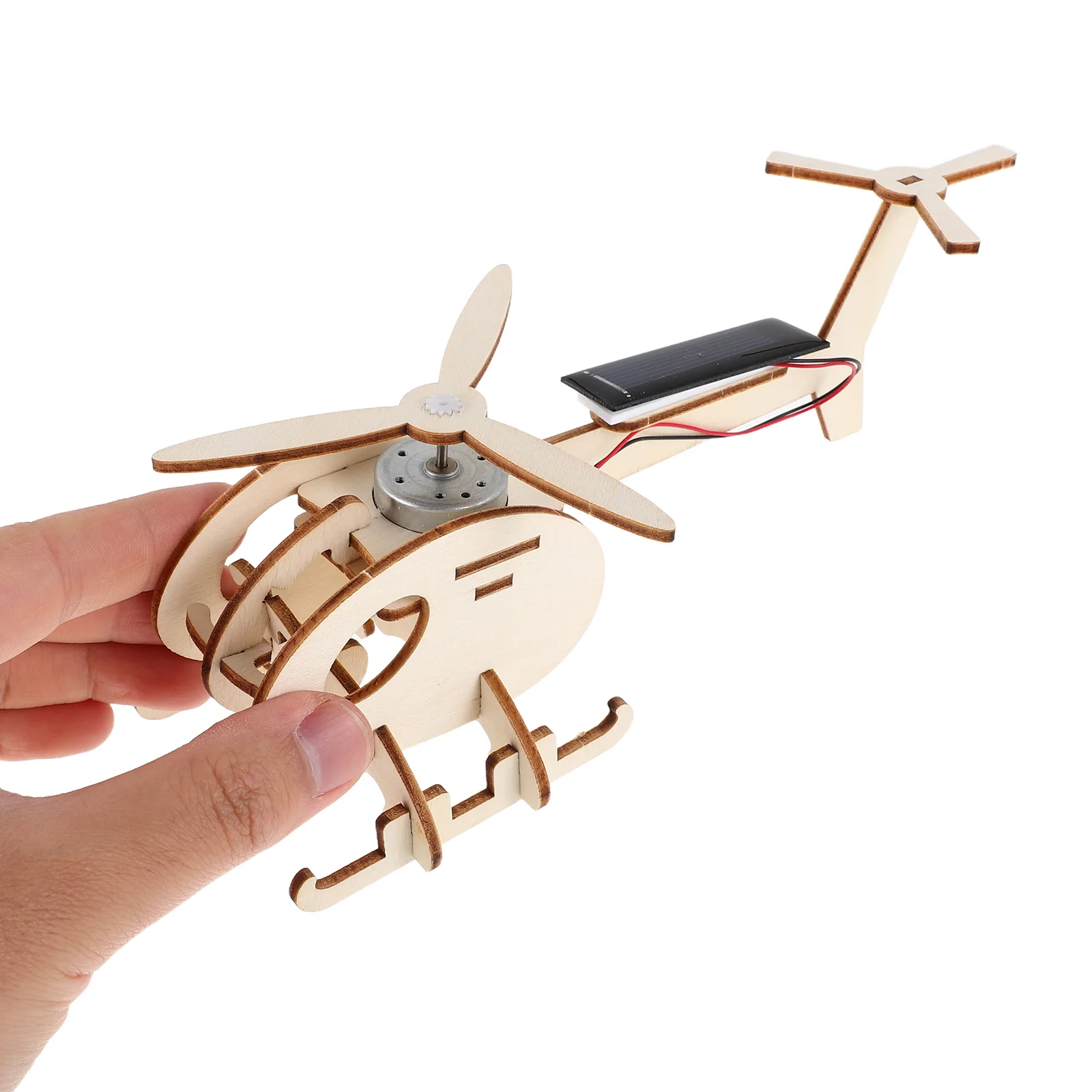 

Solar Helicopter Diy Science Airplane Model Wood Beige Engineering Kit Assemble Child