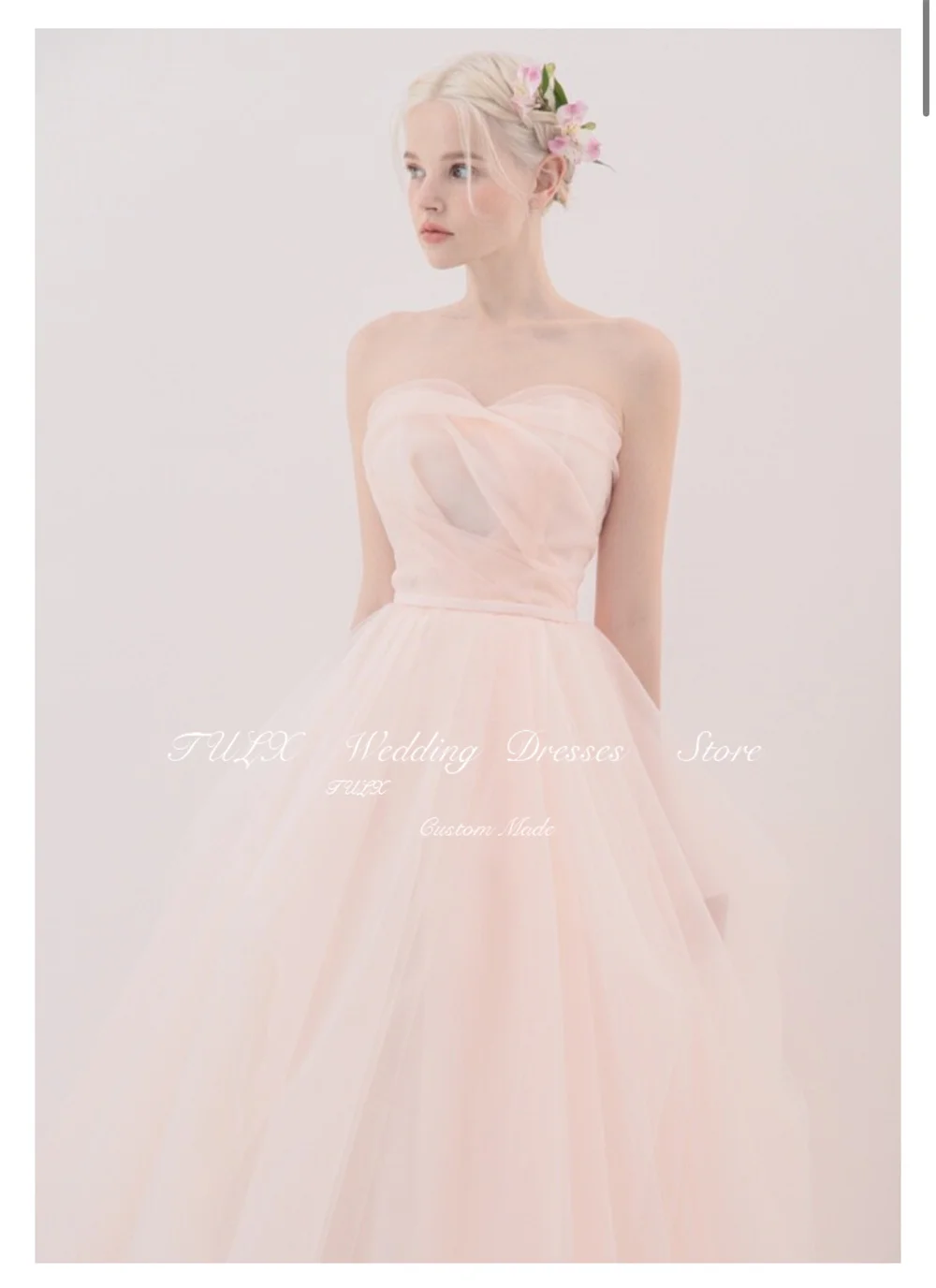 TULX Organza A line Long Evening Dress Korea Wedding Photo Shoot Sweetheart Detachable Sleeves Bridal Gowns Corset Customized