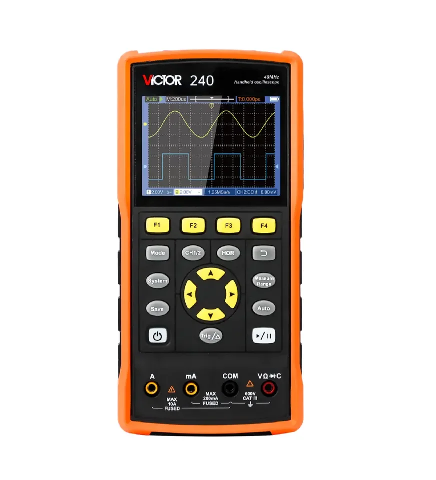 

VICTOR 240 240S 270 270S handheld oscilloscope with Multi-meter auto range 40MHz 70MHz bandwidth Storage Oscilloscope factory