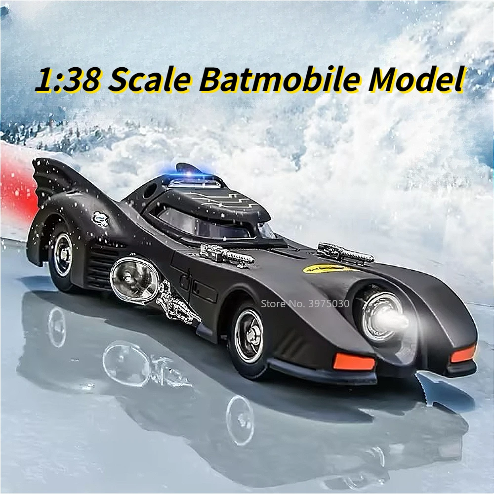 1/38 Scale Bat Mobile Tank Car Model Toys Alloy Diecast Simulation Metal Vehicles Sound Light Pull Back Car Toys for Child Gifts