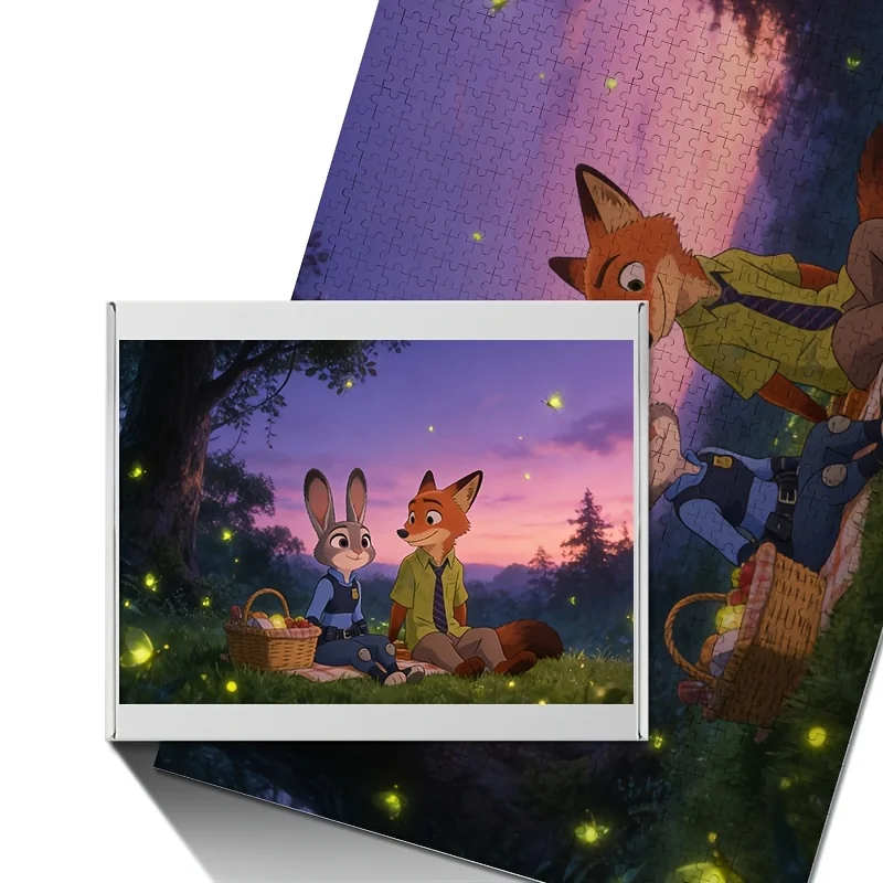 1000개 디즈니 주토피아 주디 홉스와 닉 와일드 포스터 퍼즐, 높은 난이도, 성인용 두뇌 자극, 직소 퍼즐 및 선물