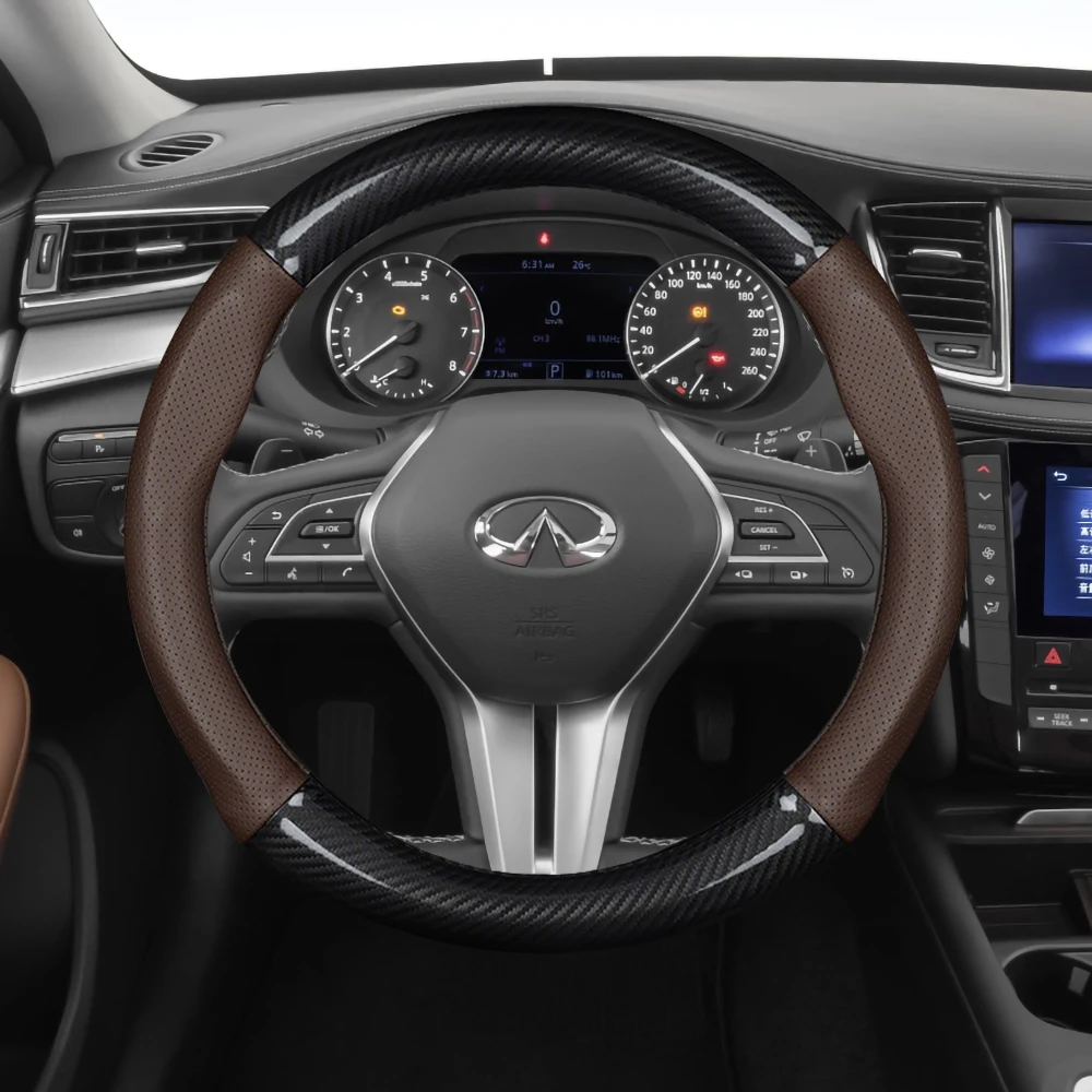 

Carbon Fiber Leather Steering Wheel Cover for Infiniti QX30 Q30 Q50 Q60 QX70 Q70 Q70L QX80 QX56 FX35 EX35 JX M35h FX Accessories