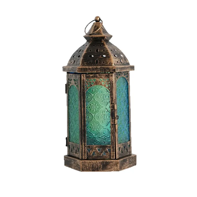 New Moroccan wrought iron candlestick retro color lantern creative home decoration ornament can be sent on behalf of others