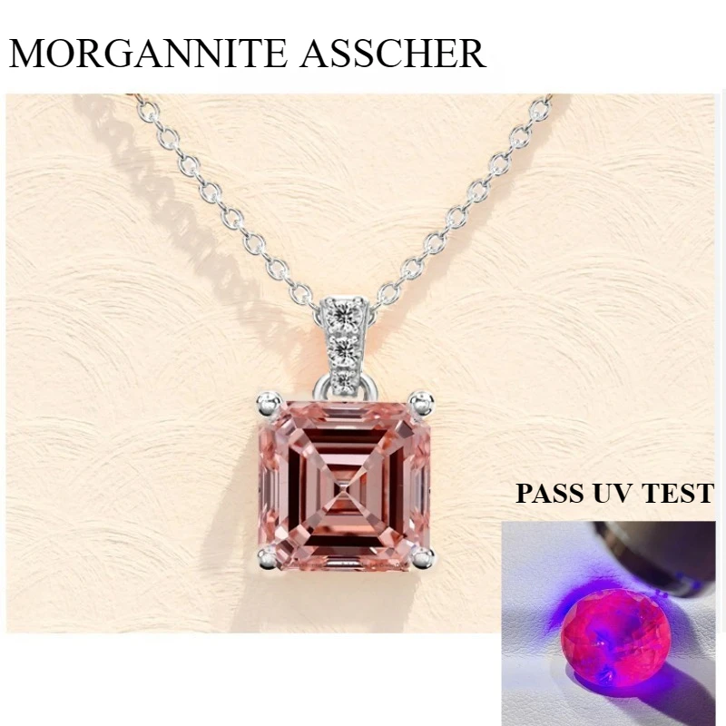 

Ожерелье MORGANTE огранки Asscher, уникальный кулон-пасьянс из стерлингового серебра 925 пробы, минималистичное свадебное ожерелье, синтетический сапфир