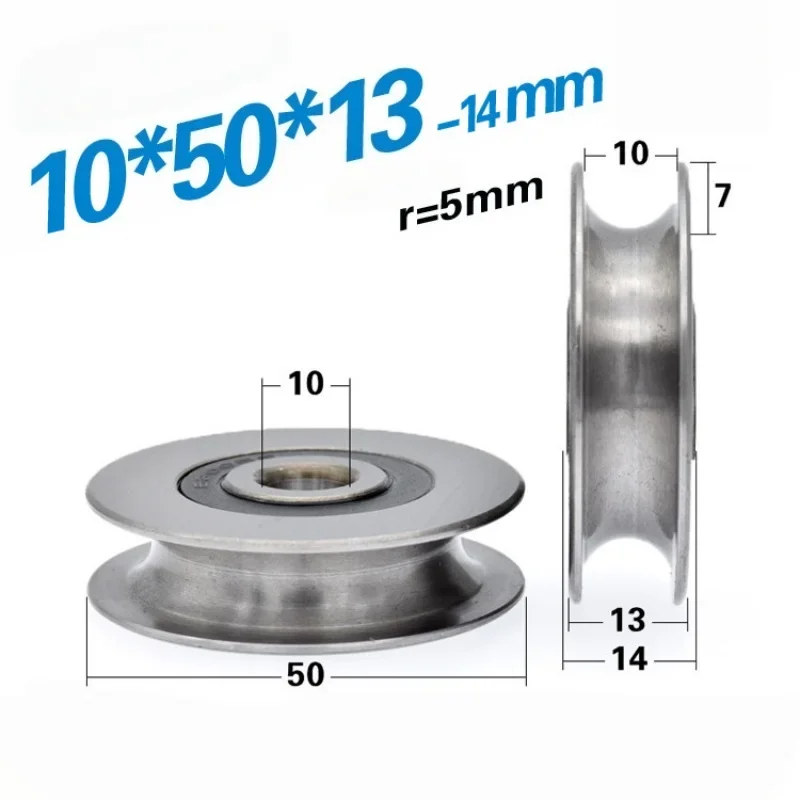 10 Stück 12x50x13mm 6301RS 10x50x13 Lagerstahlrollen mit U-Nuten, V-Rundboden, 5cm Umlenkrolle, 6mm Führungsrad, Drahtseilrolle – Detail 4