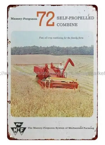 1962 MASSEY-FERGUSON MF SELF-PROPELLED COMBINE metal tin sign wall art designs