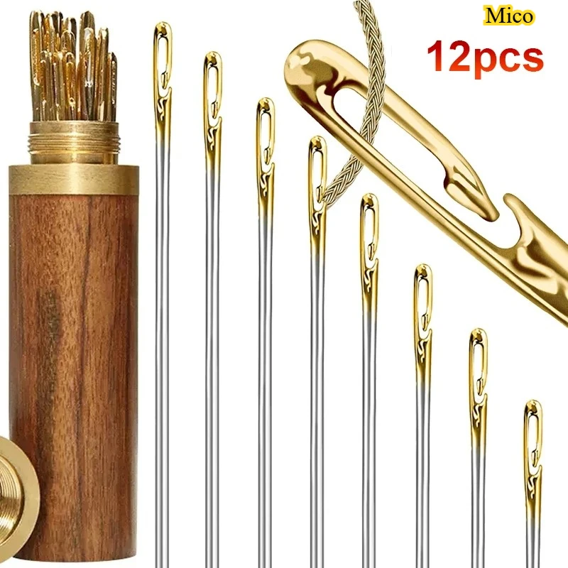 

12pcs Blind Needle Elderly Needle-side Hole Hand Household Stainless Steel Sewing Needless Threading Apparel Sewing DIY