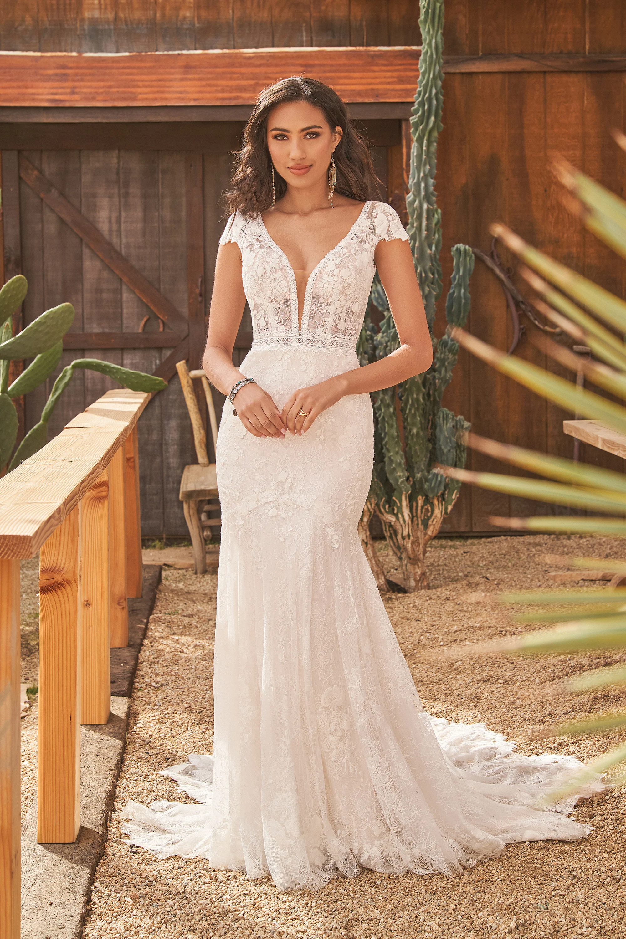 Abiti da sposa Boho sirena scollo a v maniche ad aletta Tulle pizzo abito da sposa bohémien abiti da sposa Vestidos De Novia