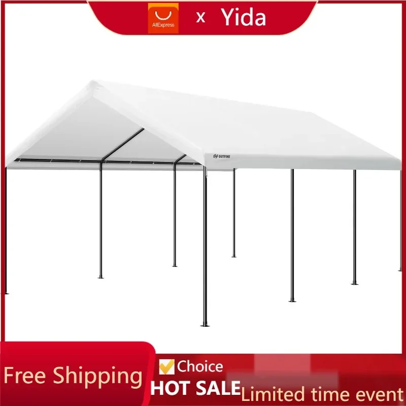 

FREE SHIPPING.OUTFINE Carport Canopy 12x20 FT Heavy Duty Car Canopy Garage with Removable Sidewalls and Roll-up Ventilated Windo