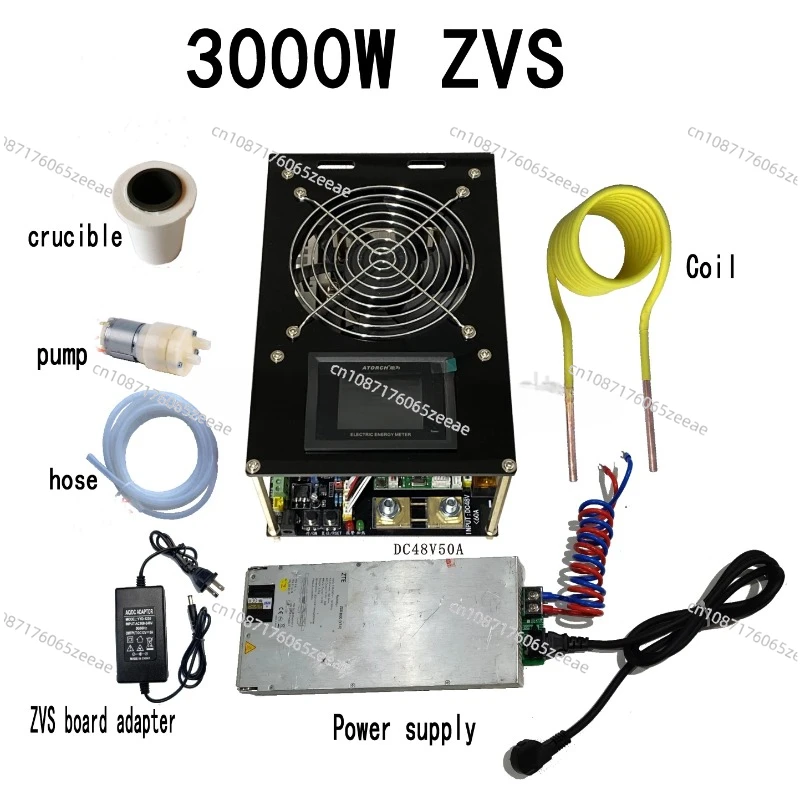 3000W 60A ZVS Induction Heating Machine Comes with Power Meter Overload Protection and Water Shortage Protection