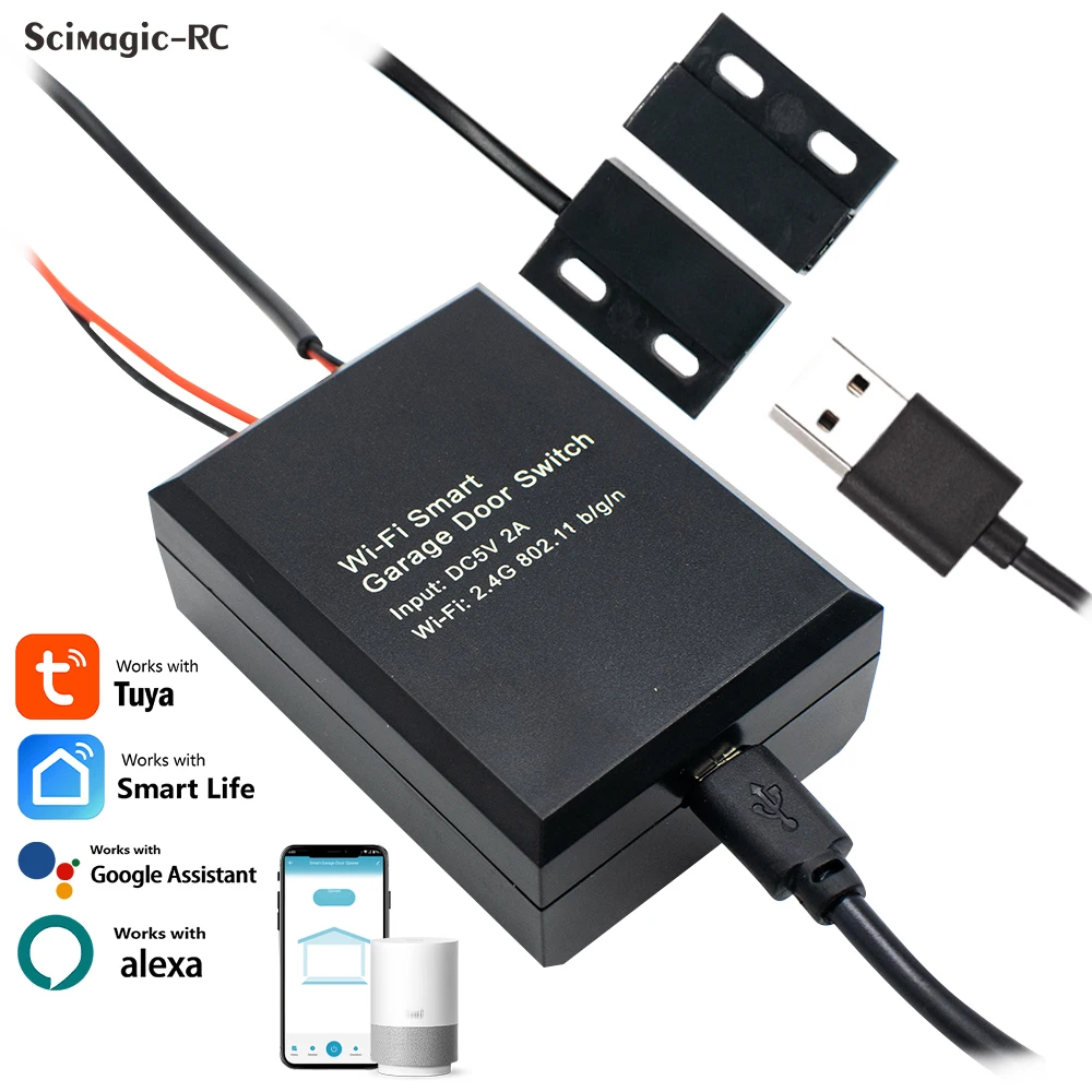 WiFi Switch Tuya Smart Garage Door Opener Controller DC5V Wrok with Alexa Google Home No Hub Require Smart Life Tuya APP
