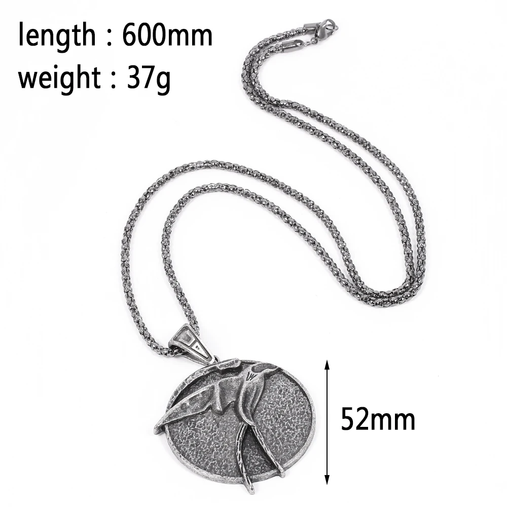 Retro Punk Wizard Necklace Monster Hunter Wild Wolf Hunting Head Logo Pendant Game Cosplay Accessory Jewelry Gift - view 3