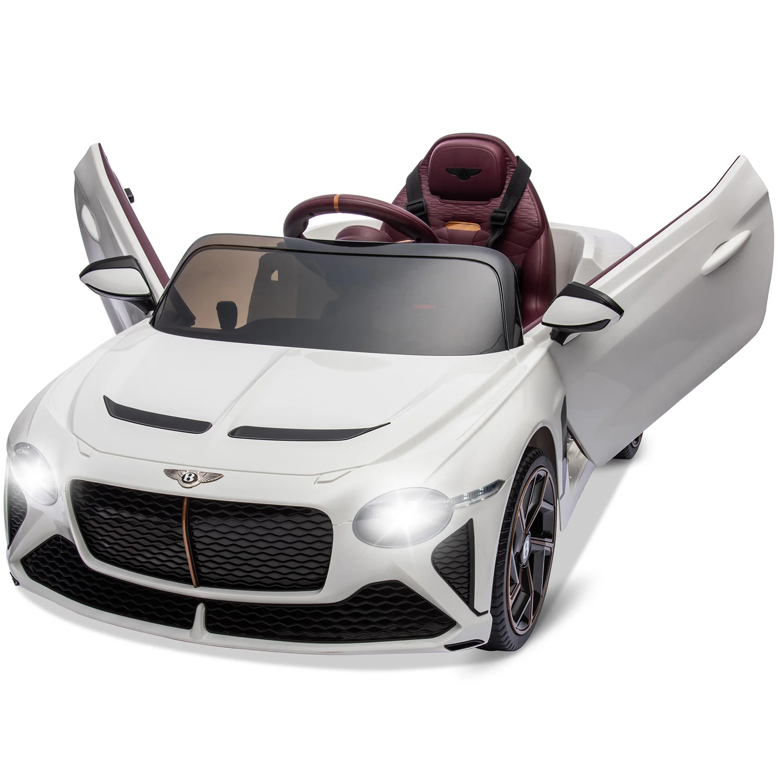 12V ride-on auto voor kinderen elektrische auto kinderen 3-8 jaar met kinderveiligheid, schaaldeur, ophanging, 3 snelheden, LED-verlichting, hoorn