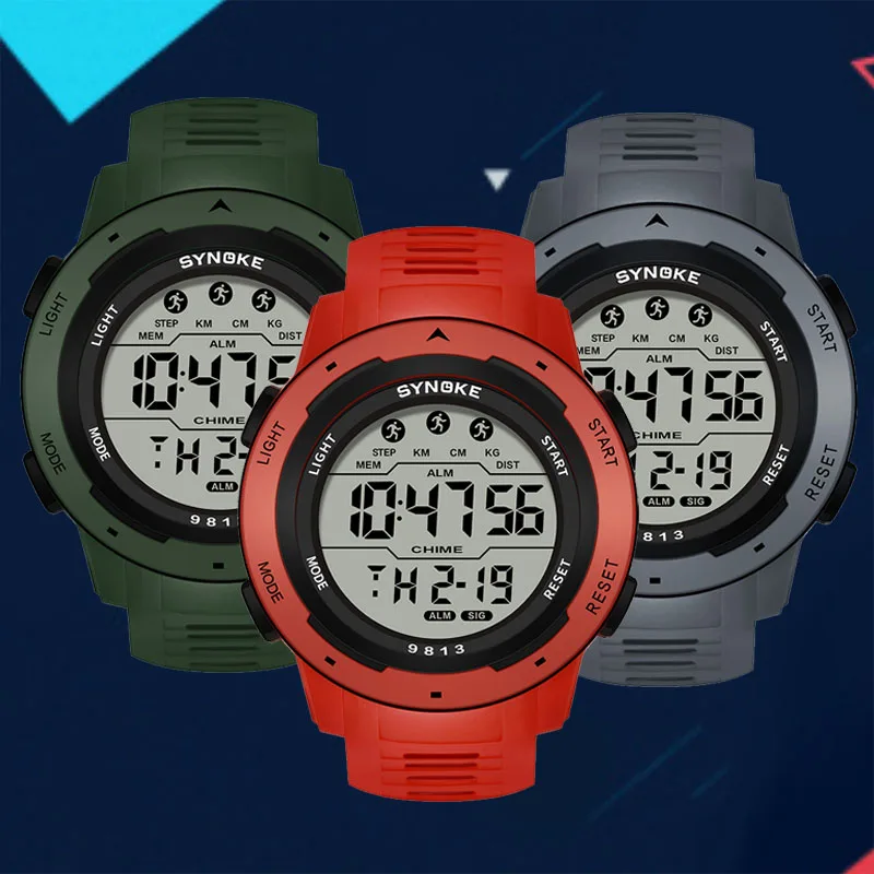 SYNOKE Brand Watch Men Waterproof Sports Digital Watches Big Number Dial Clock Outdoor LED Electronic WristWatch For Male