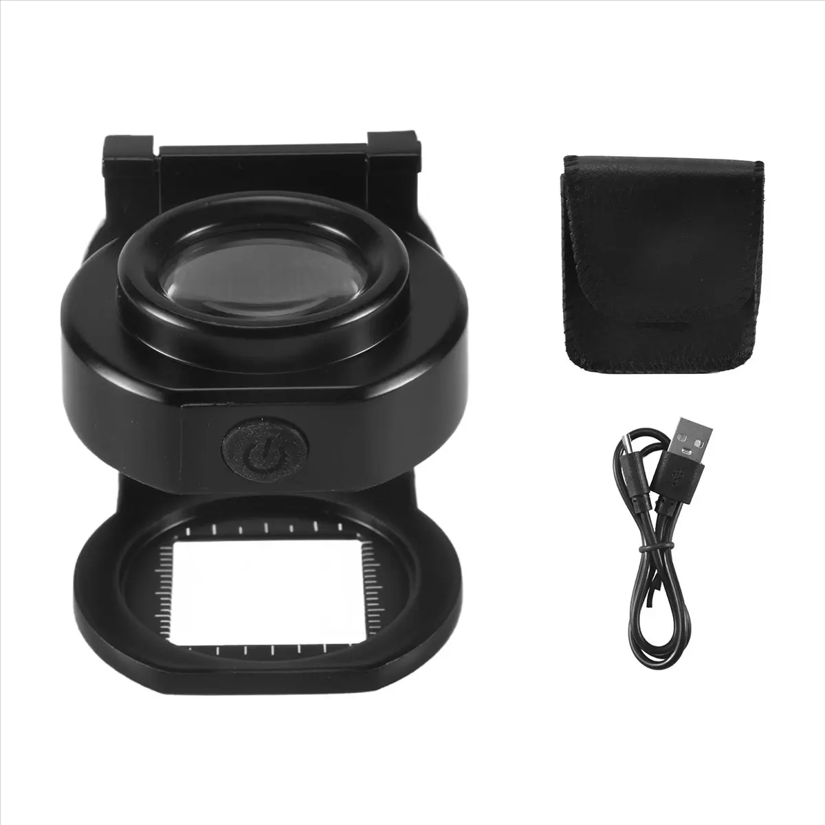 AA83 25X Loupe Magnifier with 6 Light, USB Three-Folding Desktop Portable Metal Eye Loupe Scale Sewing Magnifing Glass