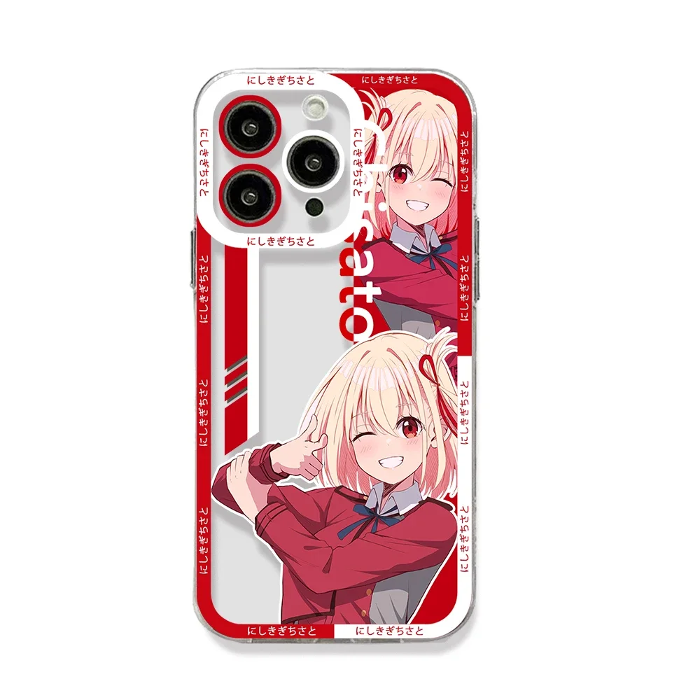 Lycoris Recoil Chisato Nishikigi Phone Case For iPhone 15 14 13 12 11 Pro Max X XR XS 7 8 Plus Soft Silicone Transparent Cover