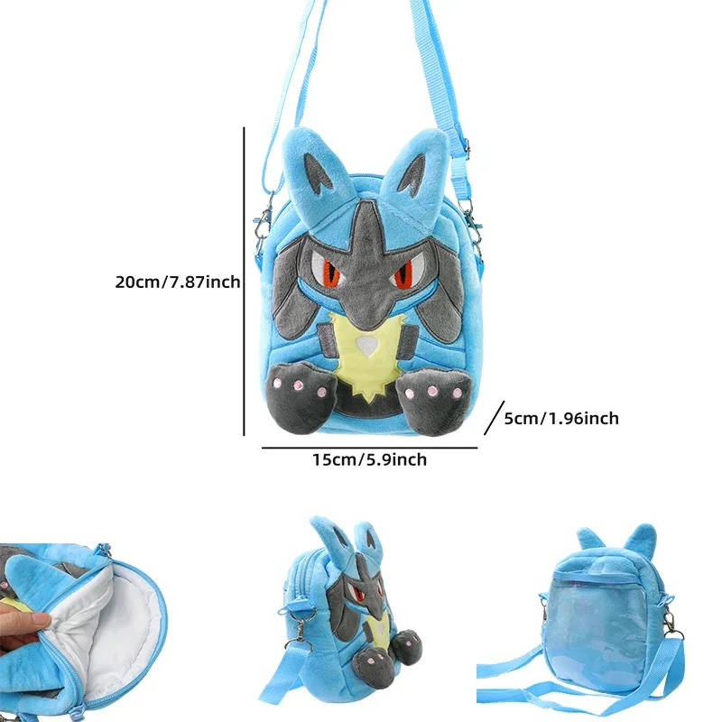 Gengar Mimikyu Snorlax Rowlet Lucario Charmander Plüsch Rucksack Pokemon Anime Schulter Tasche Puppe Spielzeug