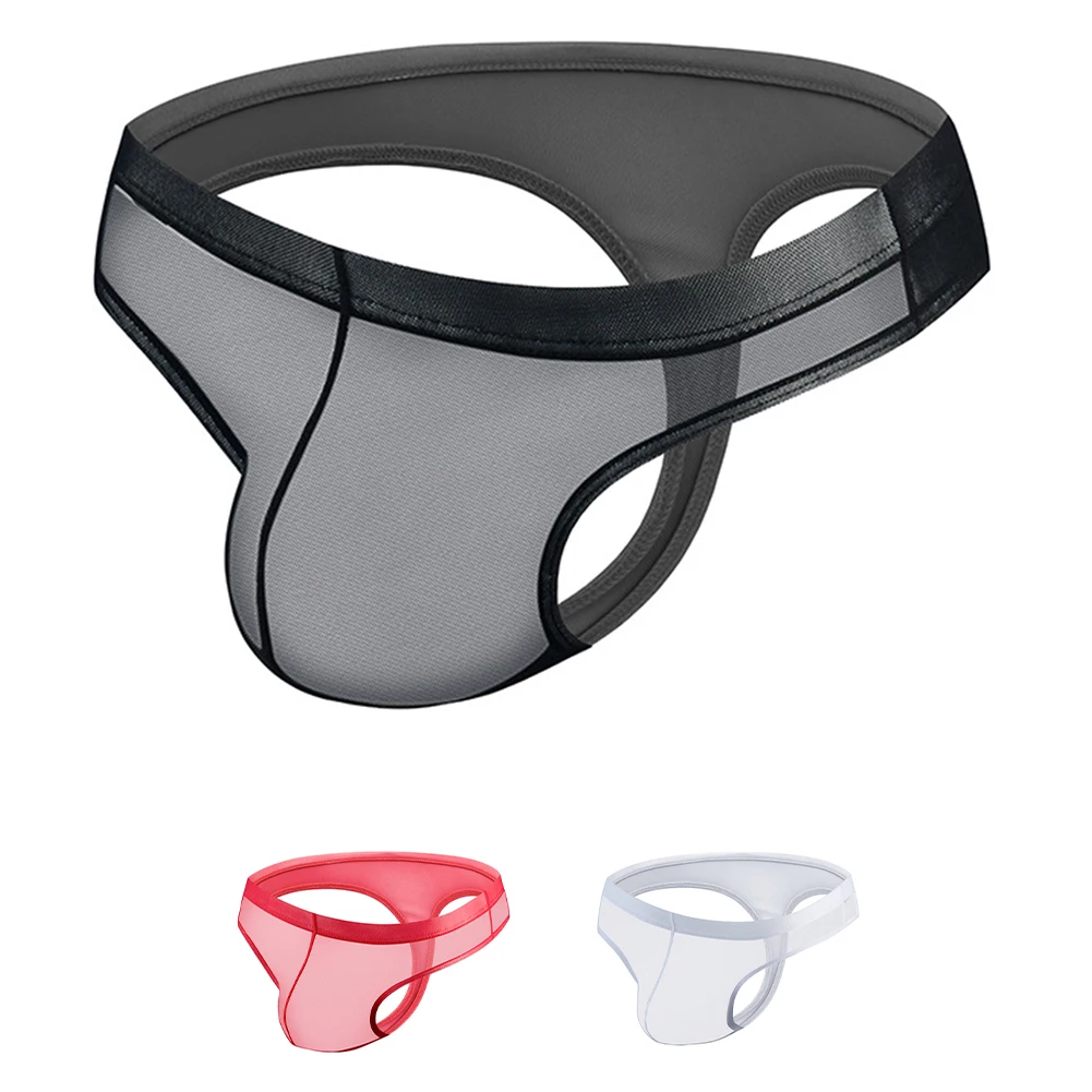 

Men G-String Low Rise Pouch Breathable Underpants Sheer Soft Underwear For Hot Man Transparent Mesh Panties See Through Lingerie